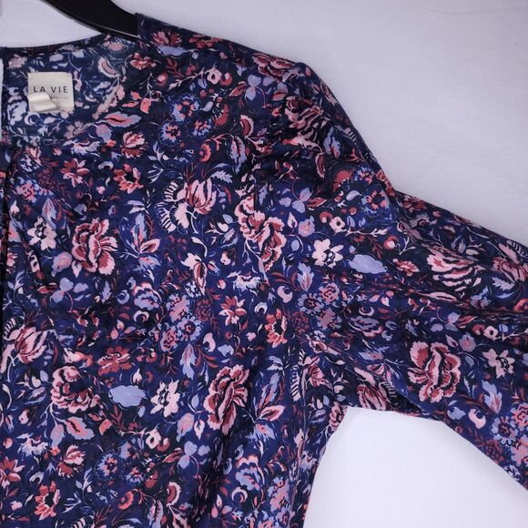 Rebecca Taylor Top Small Navy Floral Keyhole La Vie - Picture 4 of 11